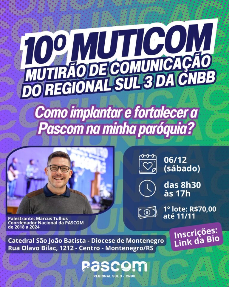 Diocese de Novo Hamburgo participará do Muticom RS 2025 em Montenegro